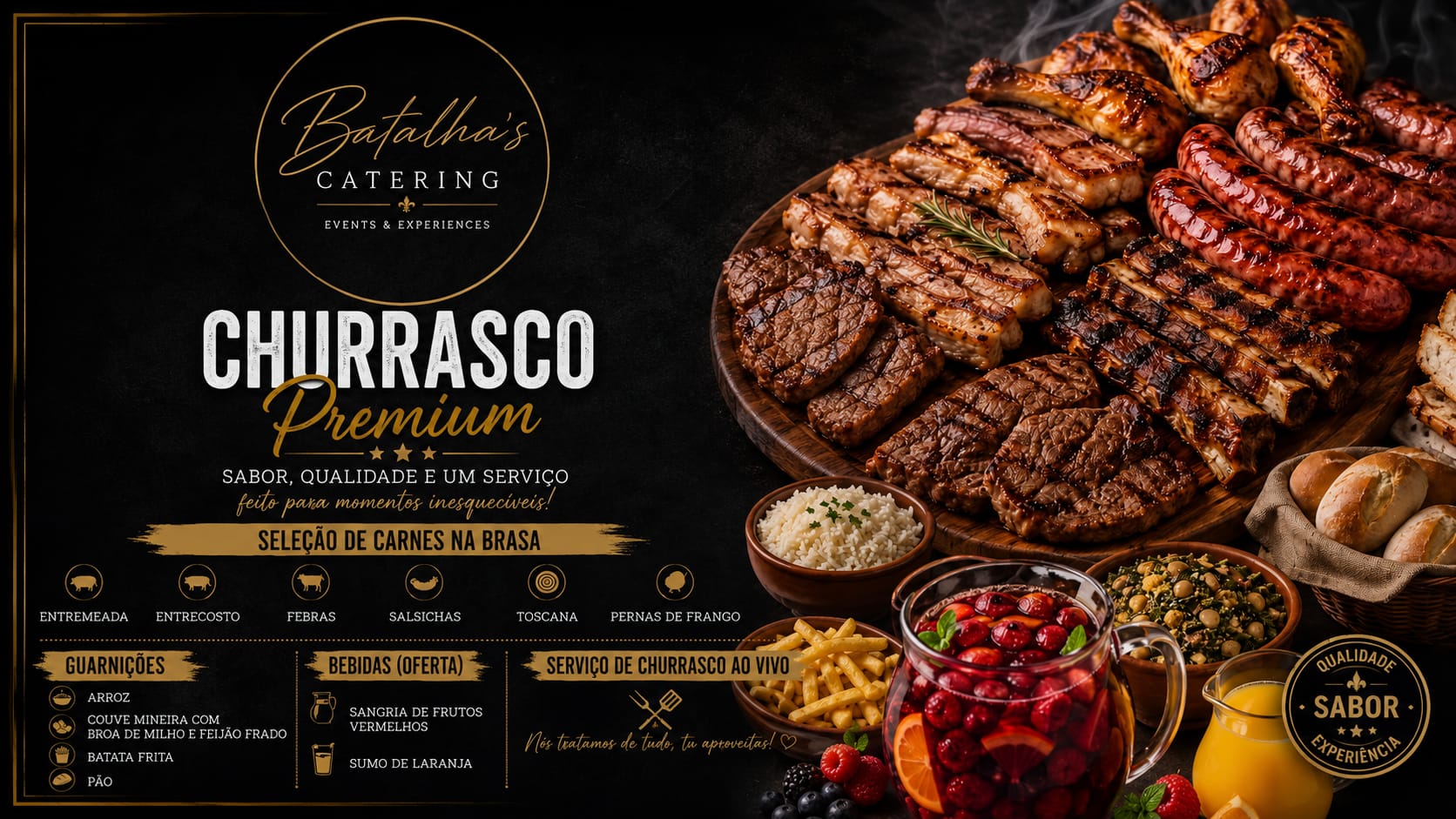 Churrascos premium para eventos - fogo ao vivo Portugal